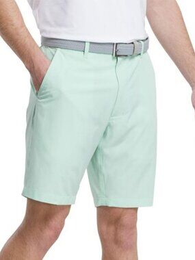 Caribbean Chino Shorts Mint Green 10” Inseam Flat Front Cotton Stretch 34